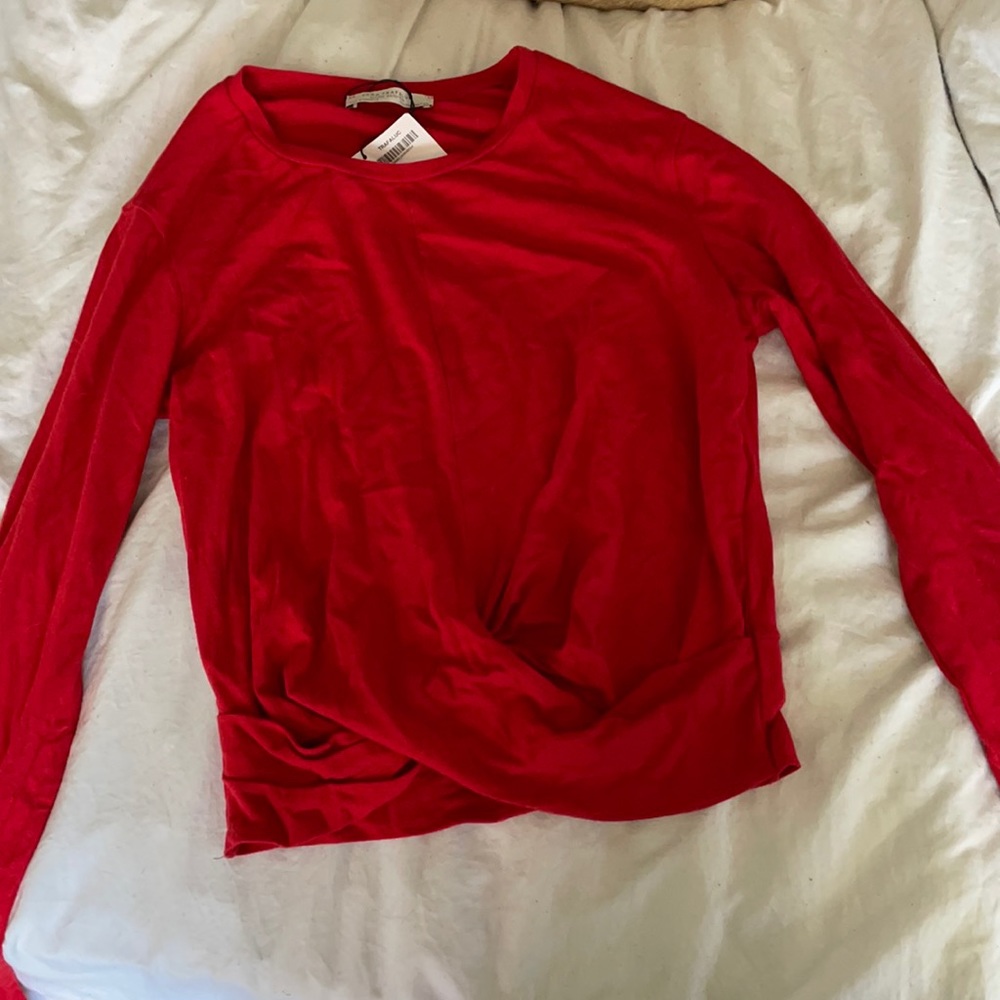 Red Zara long sleeve crop top